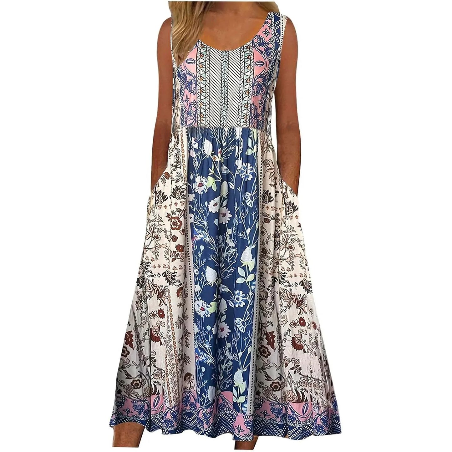 Europe and the United States 2024 spring/summer new print sleeveless pullover dress women's casual dress