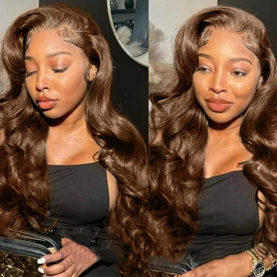 Body Wave Chocolate Brown 13x4 Lace Front WIgs 13x6 HD Lace Human Hair Wigs 100% Preplucked Color #4 Wigs On Sale For Women