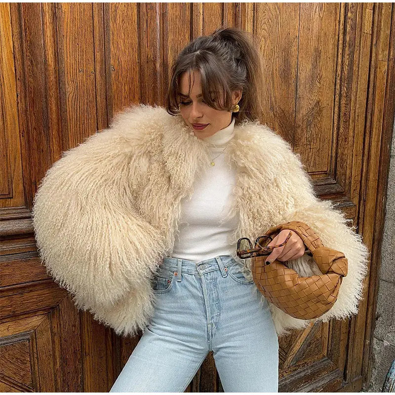 Autumn-winter Fluffy Faux Fur Coat For Ladies Warm Furry Long Sleeve Short Thick Coats 2024 Women Chic High Street Outerwear