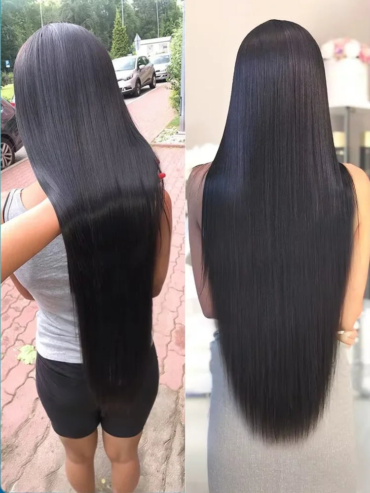 30 Inch 13x4 13X6 Straight Lace Front Wig 200% Density Transparent Frontal Natural Black 100% Human Hair Wigs For Women