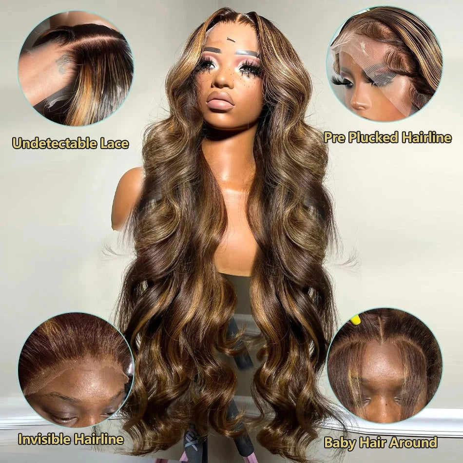 Sophianna 427 Highlight Ombre Body Wave 30 40 inch curly wigs 13x4 Lace Front Wigs Human Hair 13x6 Hd Lace Frontal Wig for woman