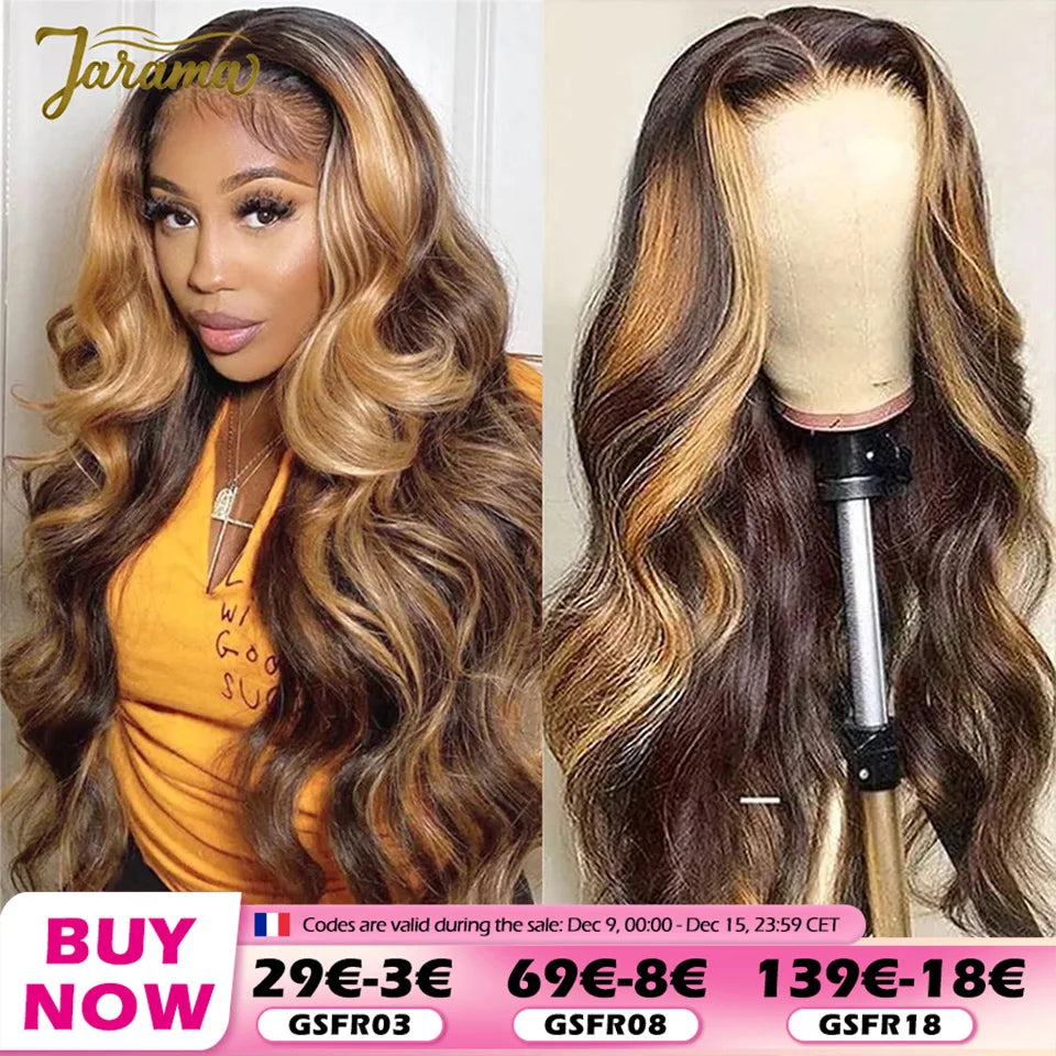 P4/27 Highlight Color Human Hair Wigs 13x4 Transparent Lace Frontal Wig Body Wave Human Hair Wig Brazilian Human Hair Wig Sale Natural Human Hair For Women 3 Day Delivery France