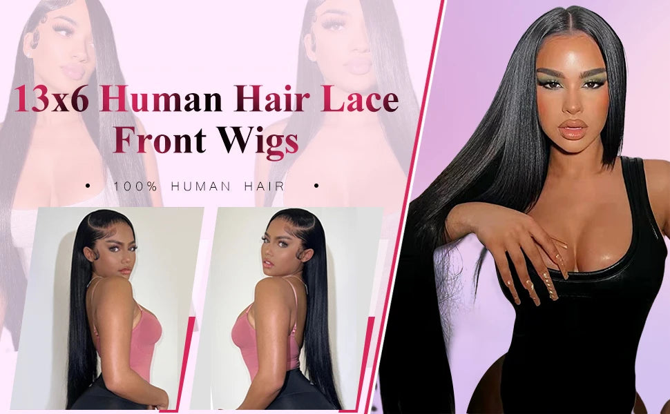 300 Density Straight Human Hair Wigs 13x6 HD Lace Front Body Wave Human Hair Wigs For Black Women Pre Plucked With Baby Hair