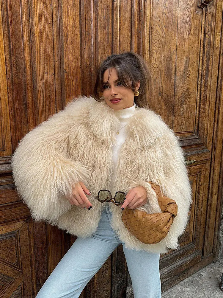 Autumn-winter Fluffy Faux Fur Coat For Ladies Warm Furry Long Sleeve Short Thick Coats 2024 Women Chic High Street Outerwear