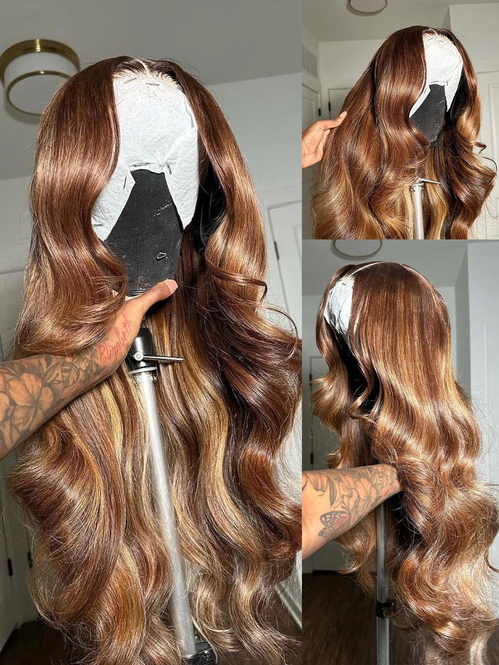 30 40 Inch 4/27 Highlight Body Wave 13x6 Hd Lace Front Human Hair Wig Colored Ombre 13x4 Human Hair Wigs Preplucked For Women