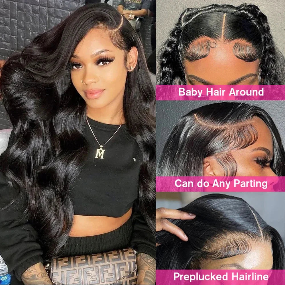 300 Density Straight Human Hair Wigs 13x6 HD Lace Front Body Wave Human Hair Wigs For Black Women Pre Plucked With Baby Hair