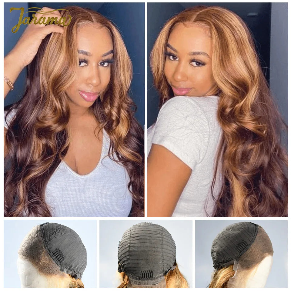 P4/27 Highlight Color Human Hair Wigs 13x4 Transparent Lace Frontal Wig Body Wave Human Hair Wig Brazilian Human Hair Wig Sale Natural Human Hair For Women 3 Day Delivery France