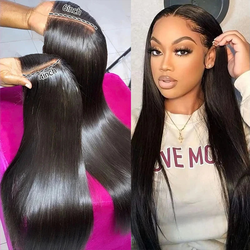 30 Inch Bone Straight Lace Front Wigs Human Hair Transparent 13x4 HD Lace Wig 13x6 Human Hair 180 Density Black Wigs For Women