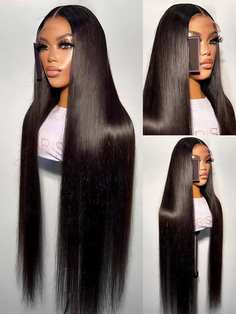 30 Inch 13x4 13X6 Straight Lace Front Wig 200% Density Transparent Frontal Natural Black 100% Human Hair Wigs For Women