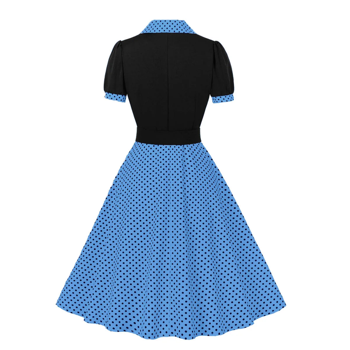 2024 New Fashion Polka Dot Vintage Pleated Dresses Retro Notched Collar Elegant Summer Women Short Sleeve Belted 1950s 60s Dress