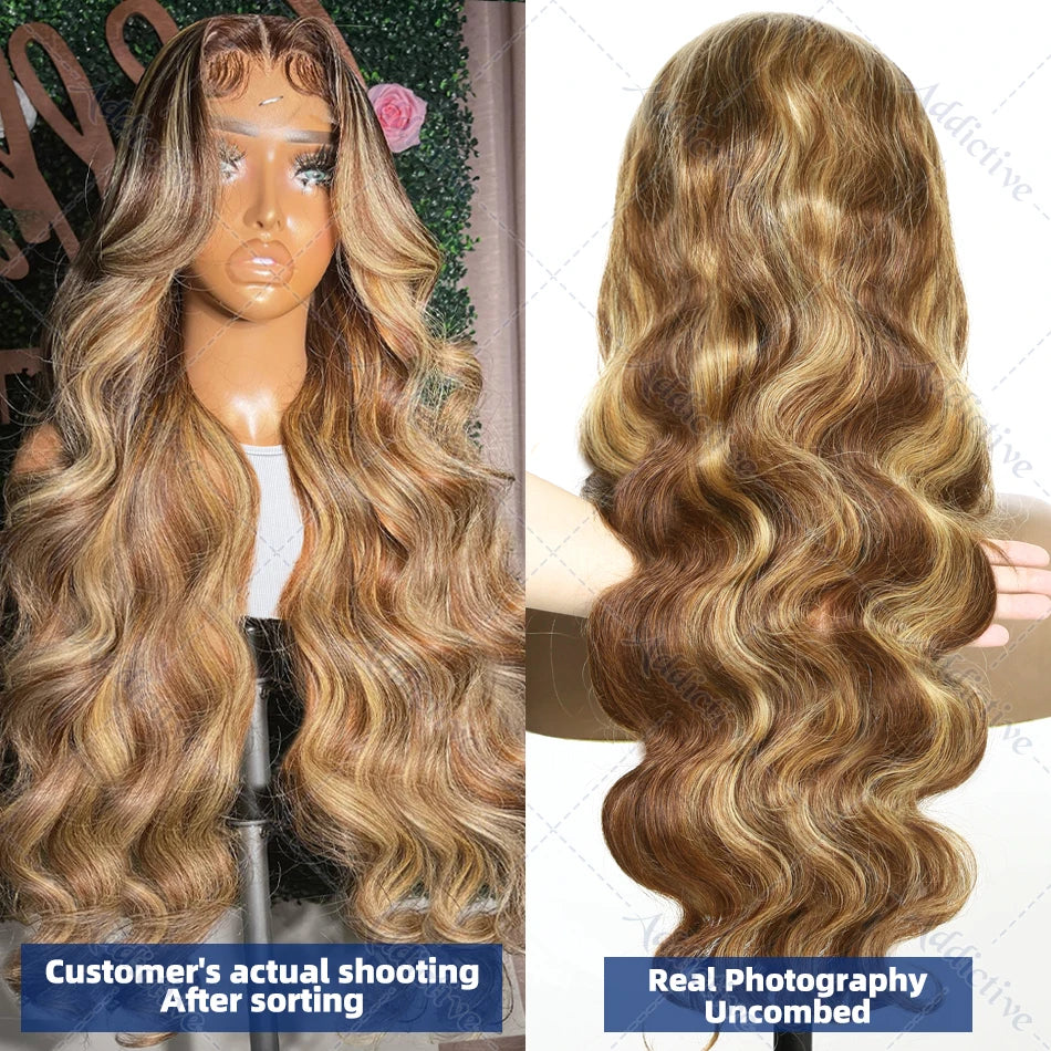 4/27 Highlight Wig Human Hair 13x4 Colored Lace Front Wigs Ombre Brown Body Wave Brazilian 13x6 HD Transparent Lace Frontal Wig