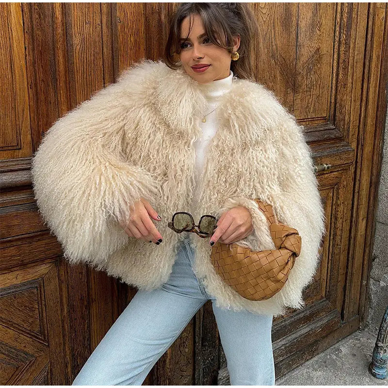 Autumn-winter Fluffy Faux Fur Coat For Ladies Warm Furry Long Sleeve Short Thick Coats 2024 Women Chic High Street Outerwear