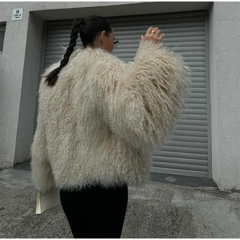 Autumn-winter Fluffy Faux Fur Coat For Ladies Warm Furry Long Sleeve Short Thick Coats 2024 Women Chic High Street Outerwear