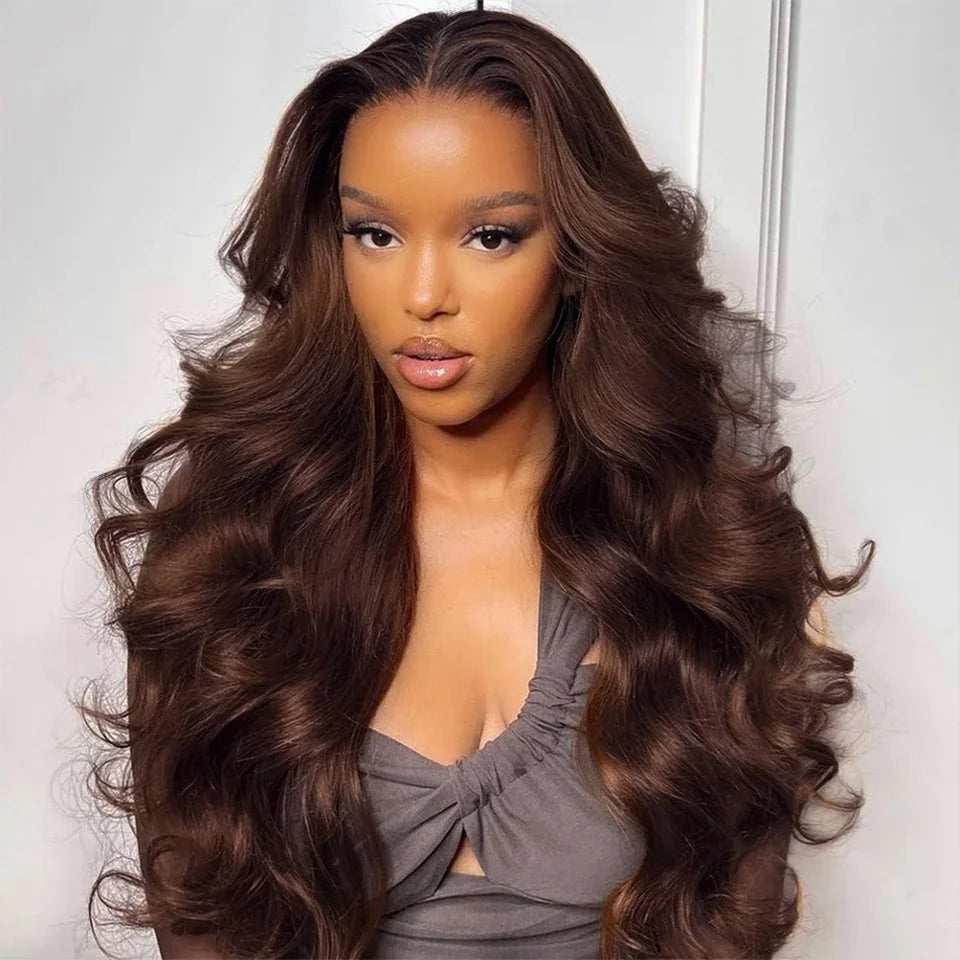 Body Wave Chocolate Brown 13x4 Lace Front WIgs 13x6 HD Lace Human Hair Wigs 100% Preplucked Color #4 Wigs On Sale For Women