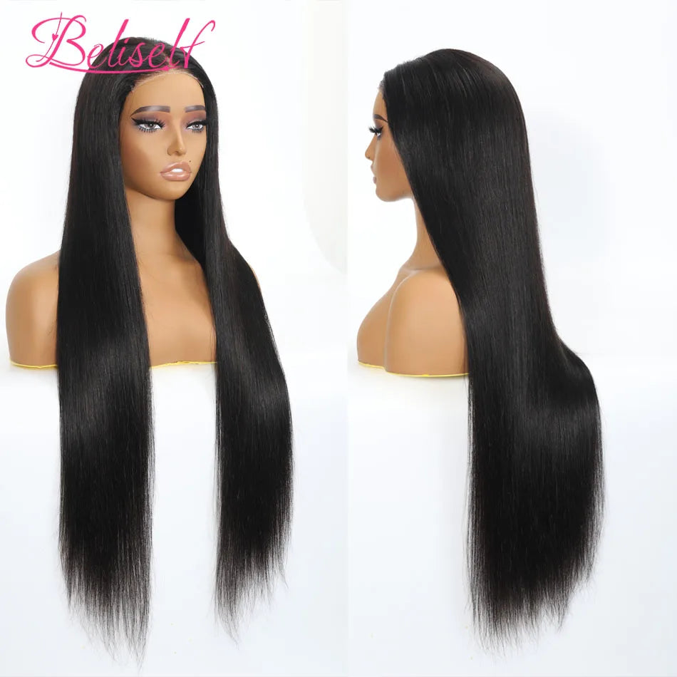 HD Transparent Lace Front Human Hair Wig 13x4 13x6 Straight Frontal Wig Pre Plucked 5x5 HD Lace Closure Wig Beliself Hair