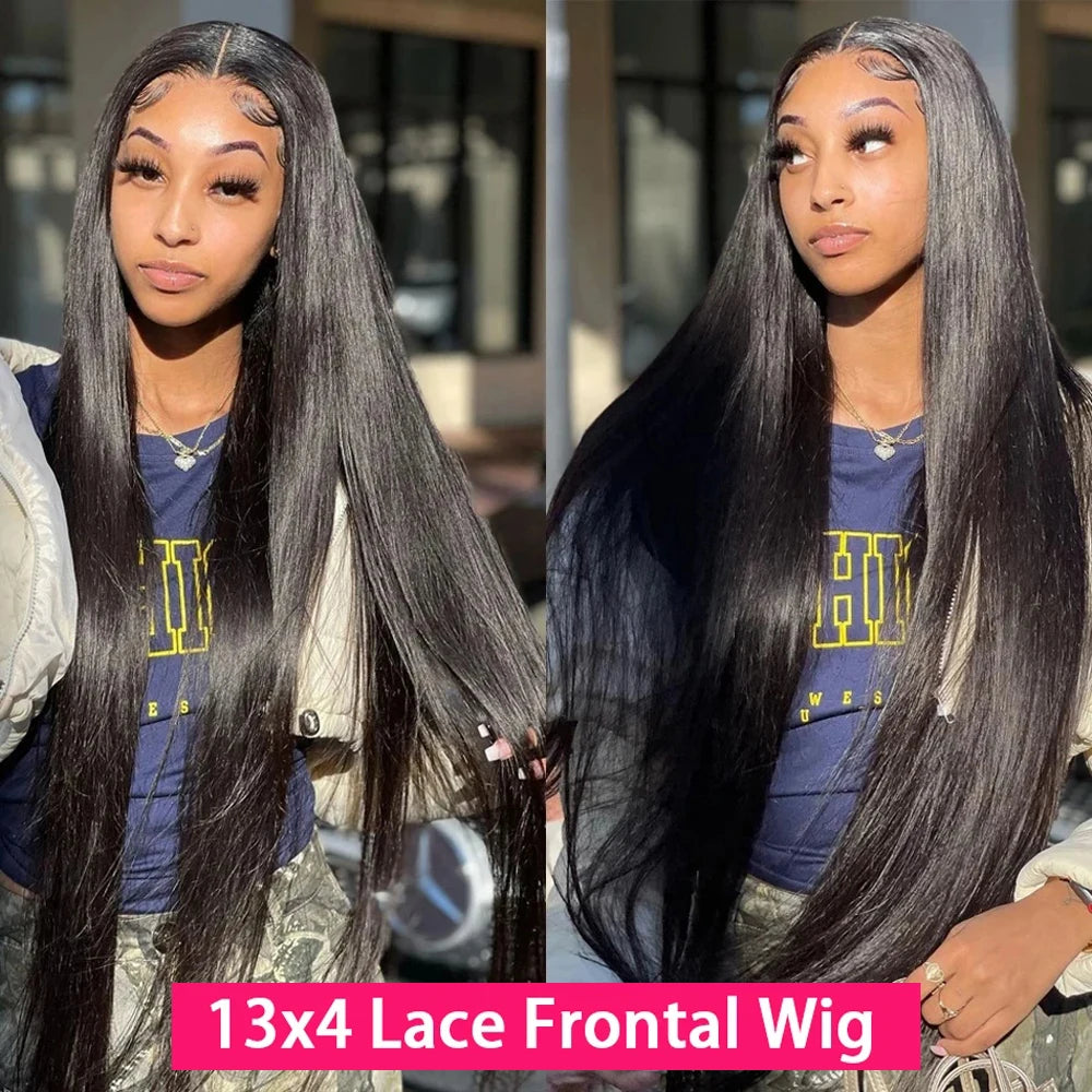 30 40 Inch Bone Straight 13x6 HD Transparent Lace Frontal Wigs Preplucked 13x4  Lace Front Human Hair Wig Glueless 5x5 Closure